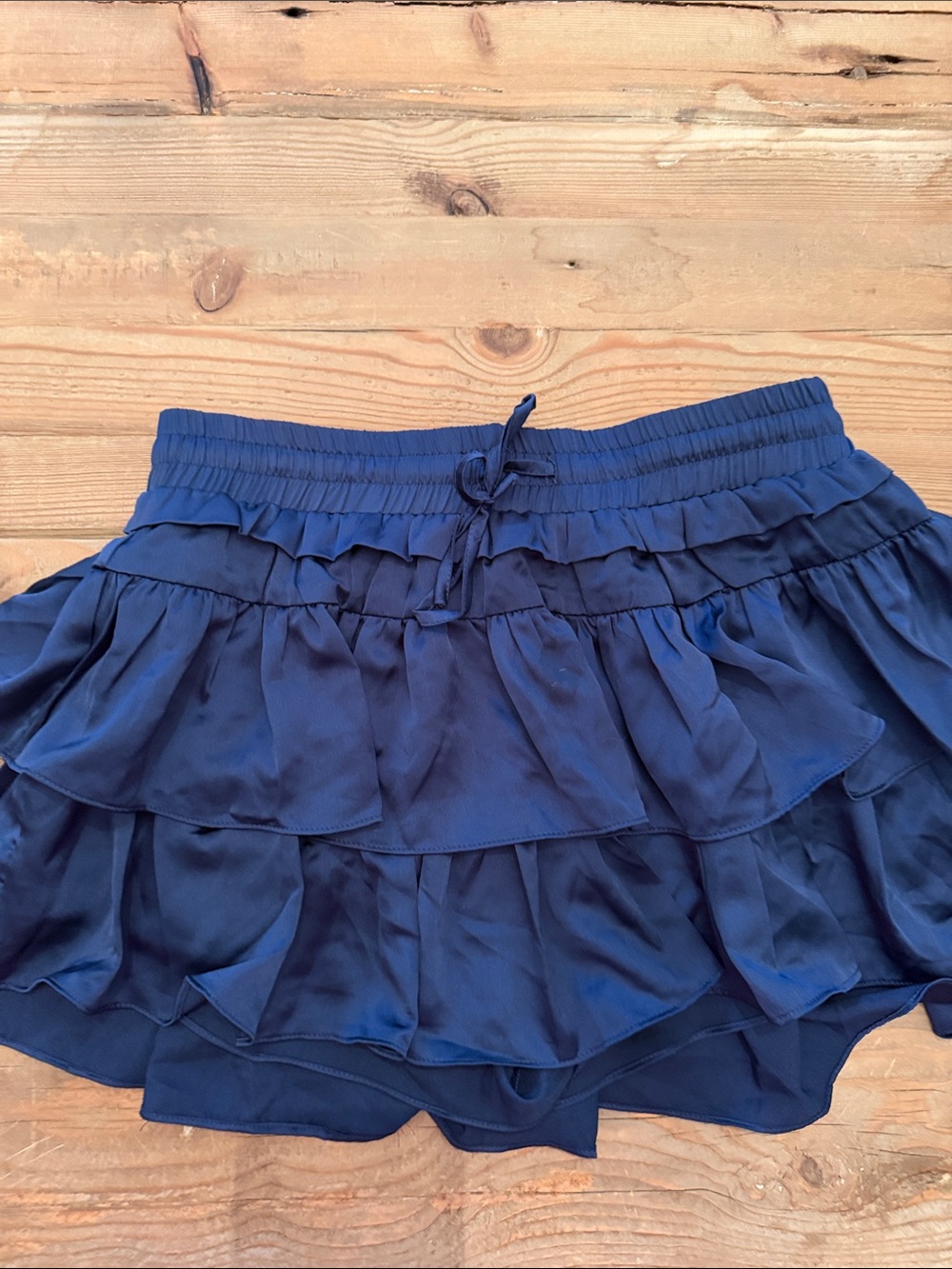 Women's Navy Ruffle Skort with Drawstring Waist